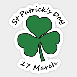 St Patricks Day 17 March Shamrock Sticker